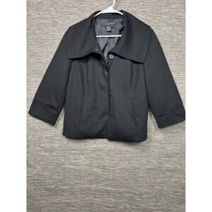 Sandro Jacket Womens Medium Black 3/4 Sleeve Button Front Short Collared Lined
